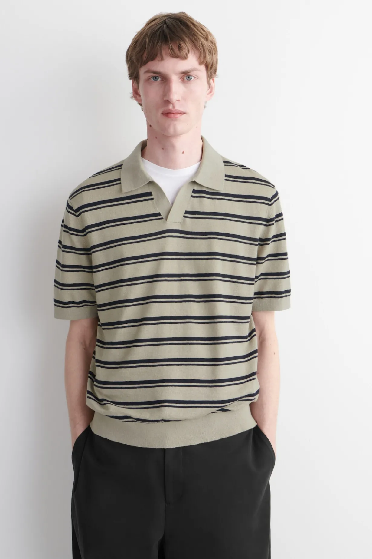 KNITTED LINEN POLO SHIRT