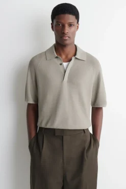 KNITTED LINEN-SILK POLO SHIRT