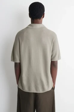 KNITTED LINEN-SILK POLO SHIRT