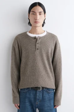 KNITTED MERINO-YAK HENLEY TOP