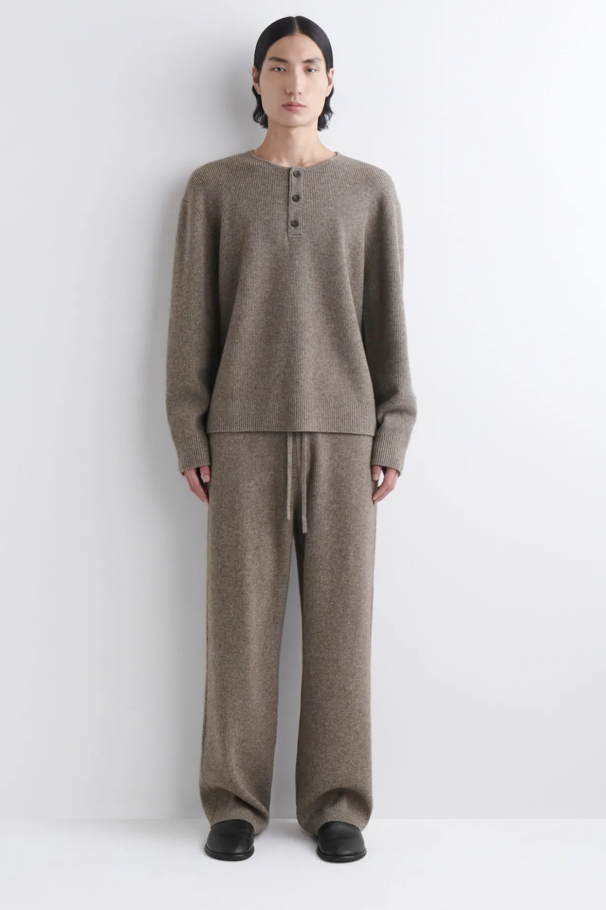 KNITTED MERINO-YAK HENLEY TOP