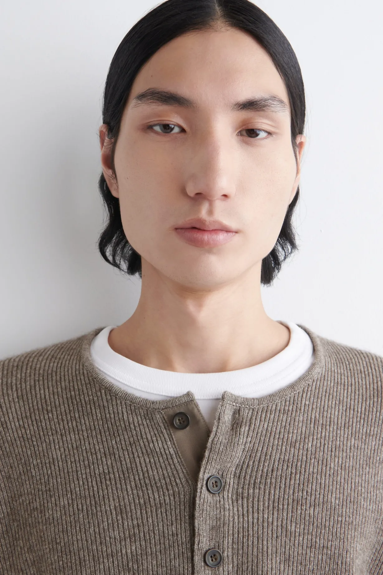 KNITTED MERINO-YAK HENLEY TOP