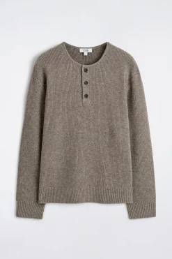 KNITTED MERINO-YAK HENLEY TOP