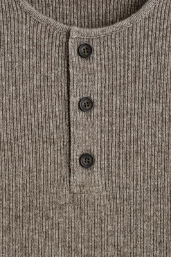 KNITTED MERINO-YAK HENLEY TOP