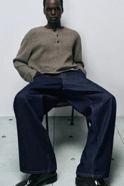 KNITTED MERINO-YAK HENLEY TOP