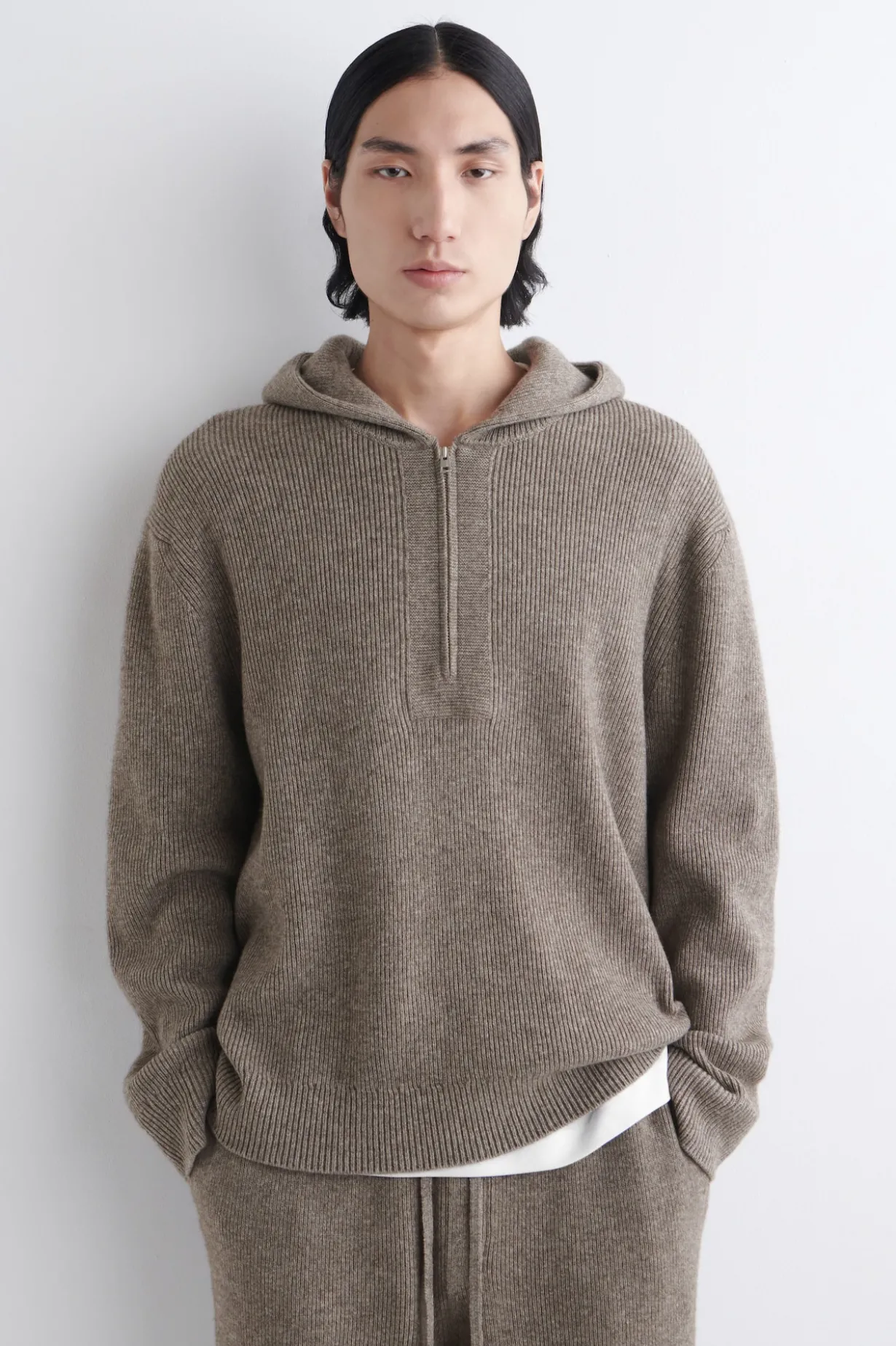 KNITTED MERINO-YAK ZIP-UP HOODIE