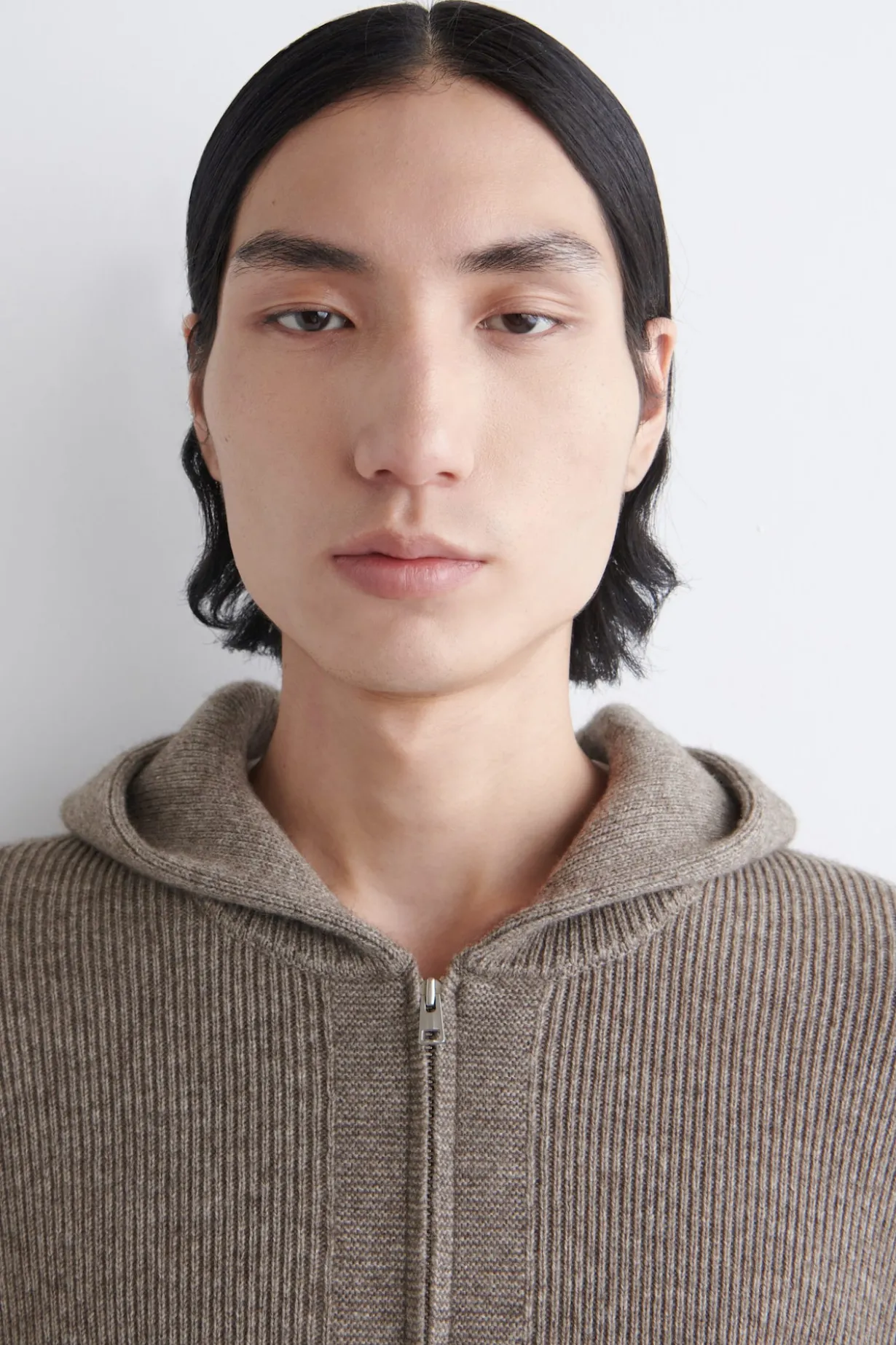 KNITTED MERINO-YAK ZIP-UP HOODIE