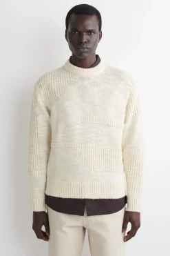 LADDER-STITCH WOOL SWEATER