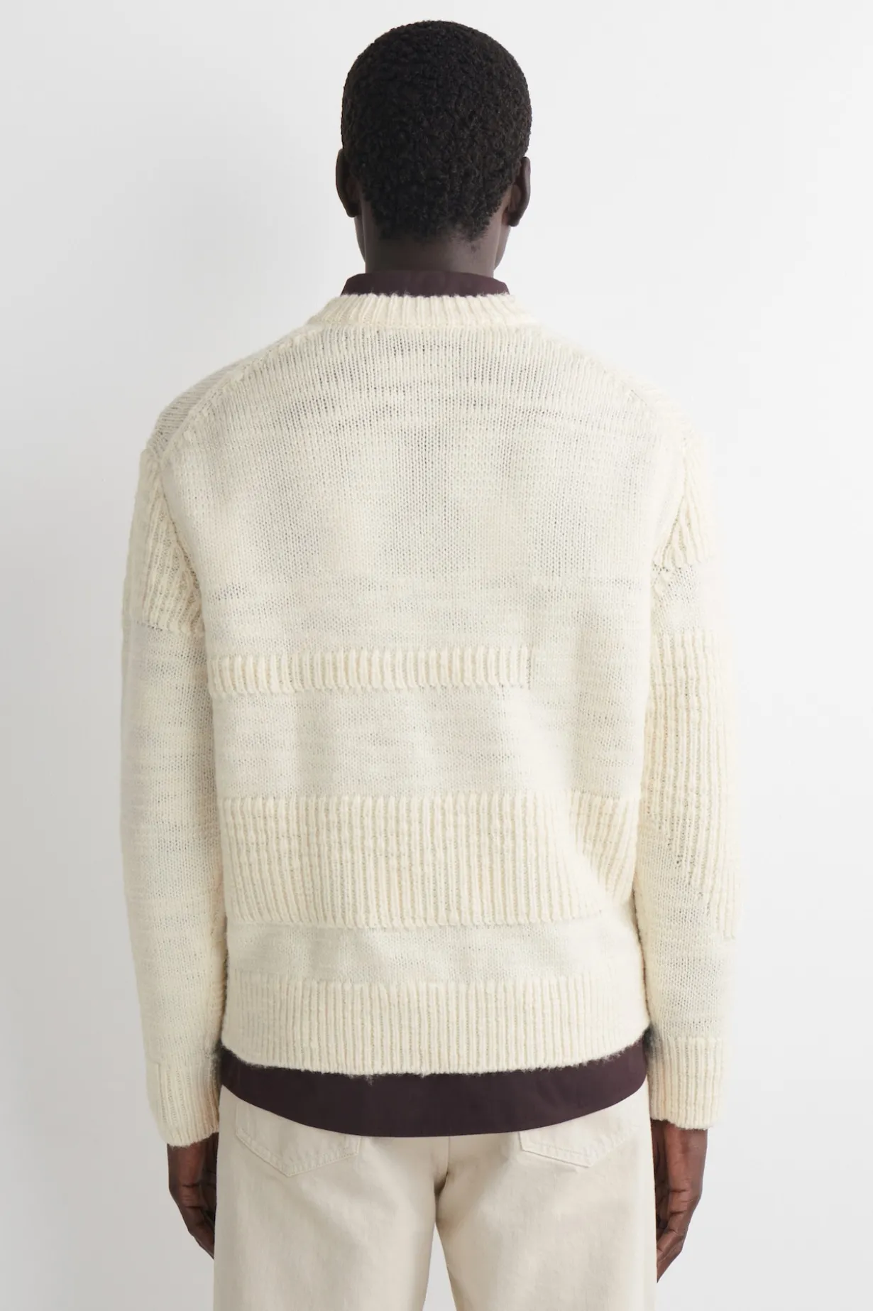 LADDER-STITCH WOOL SWEATER