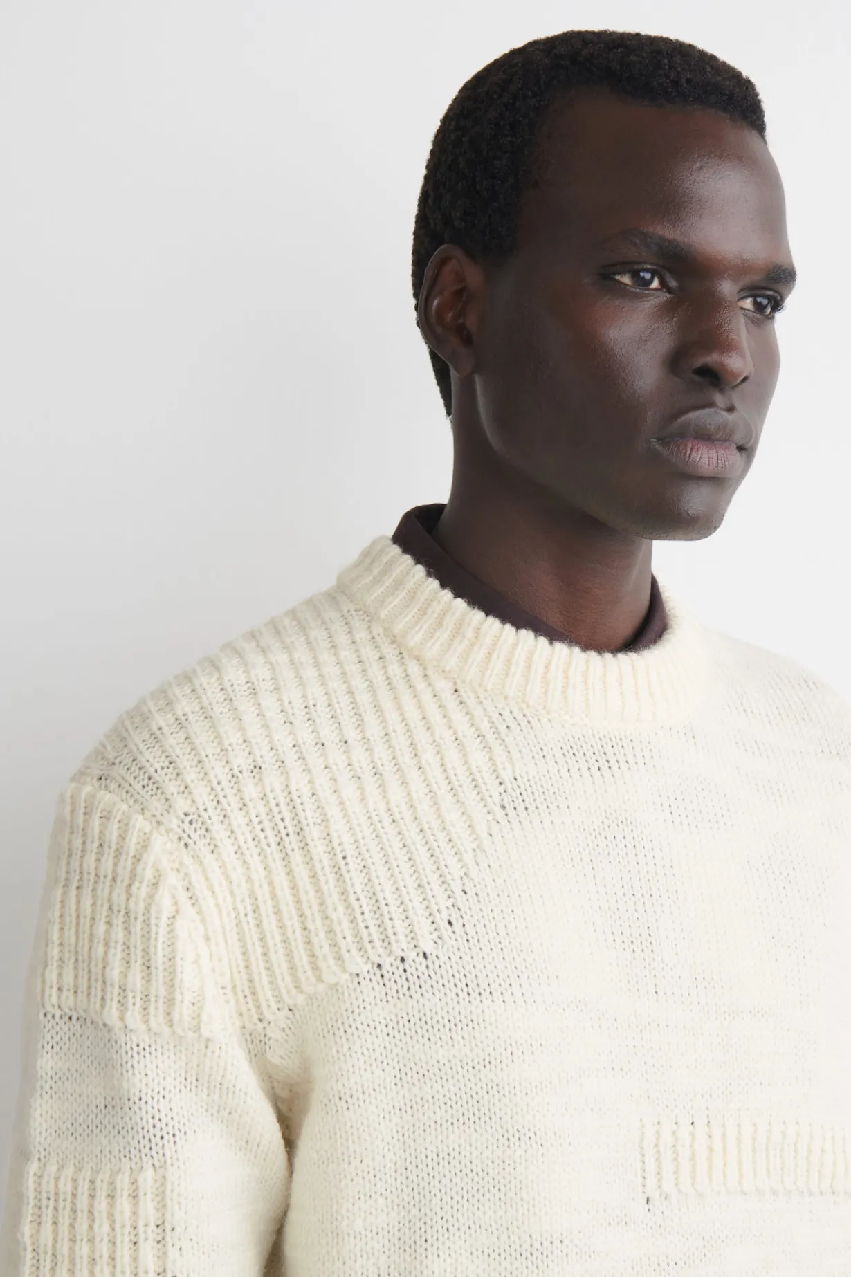 LADDER-STITCH WOOL SWEATER