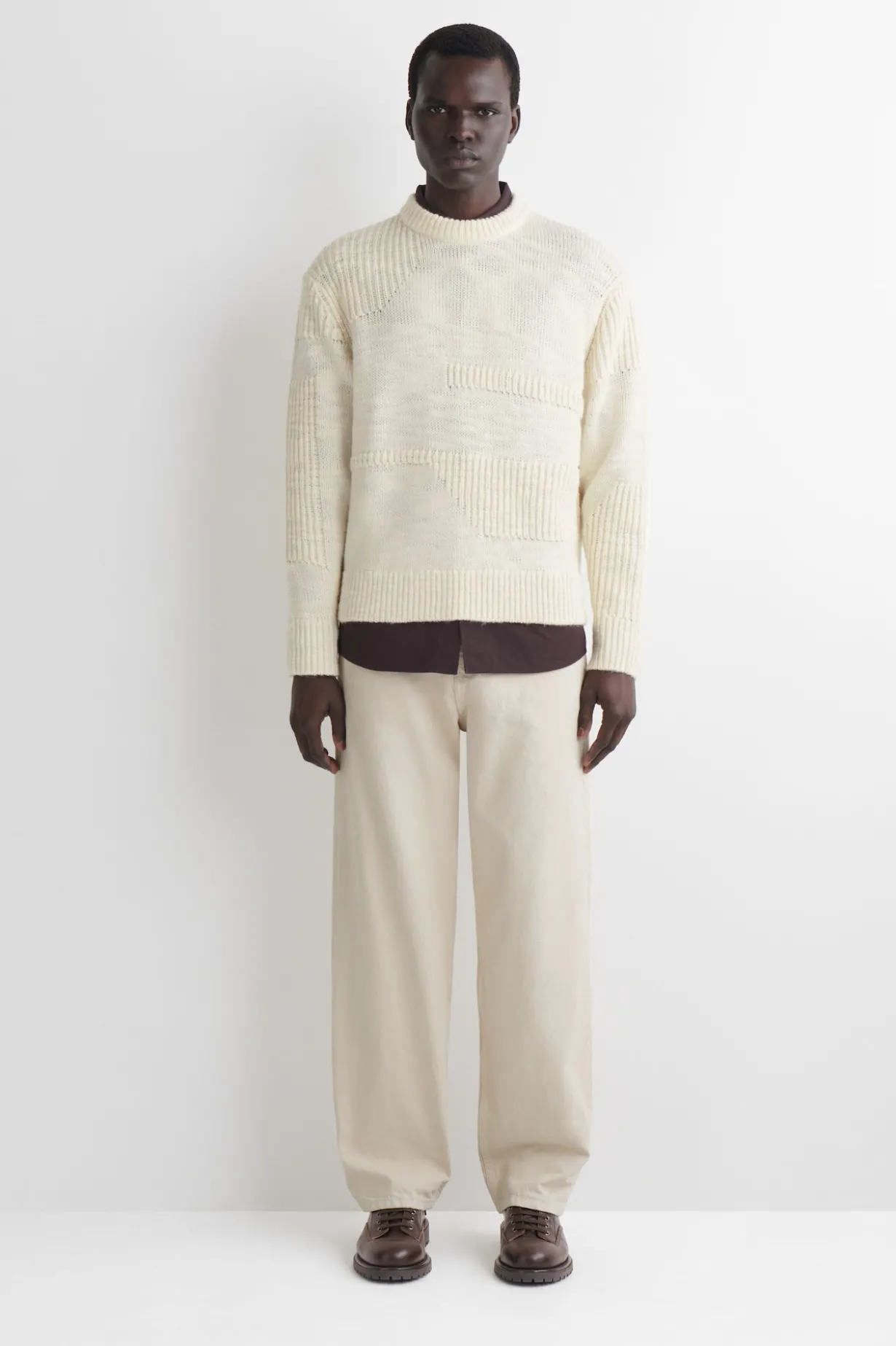 LADDER-STITCH WOOL SWEATER