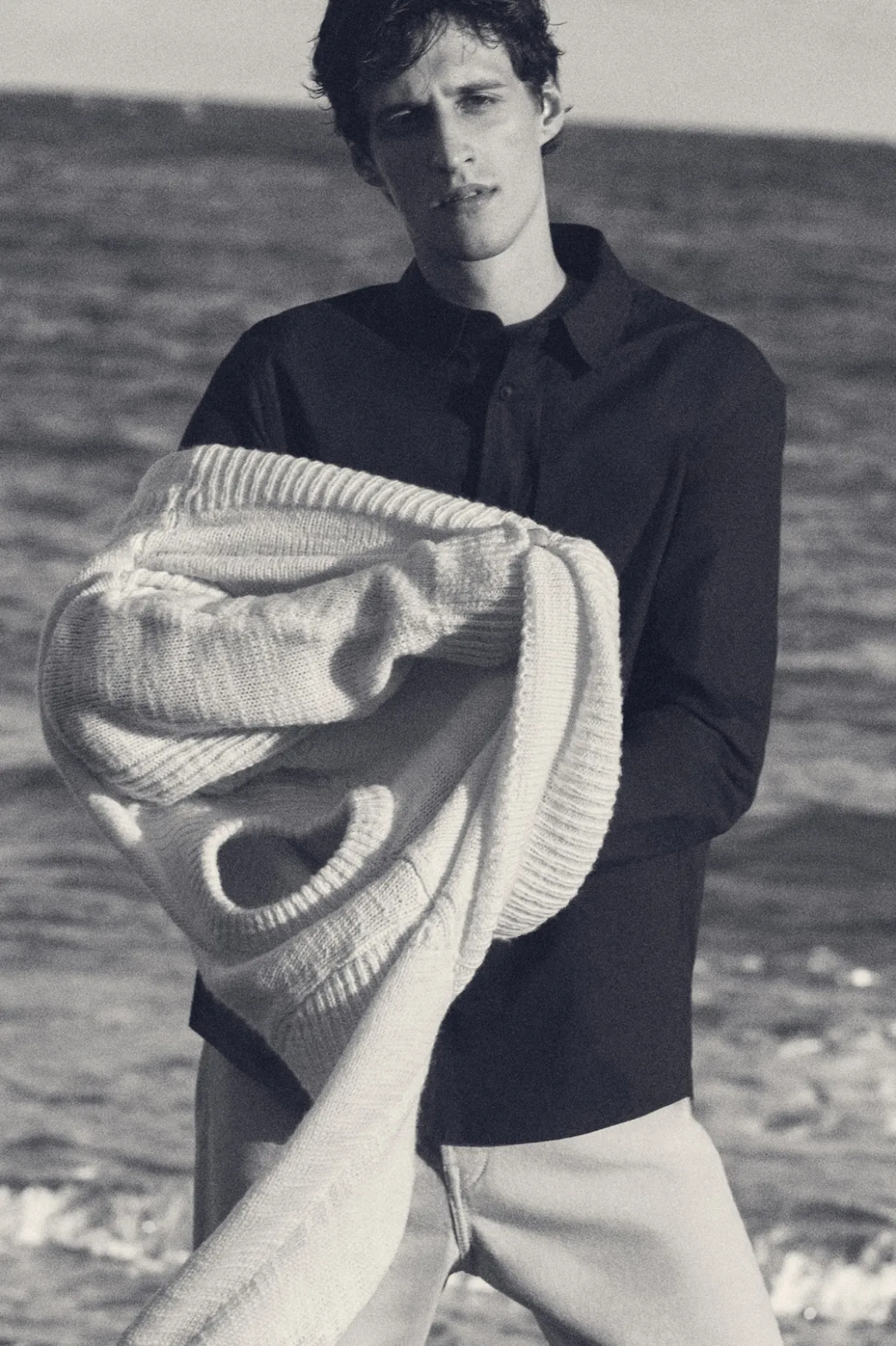 LADDER-STITCH WOOL SWEATER