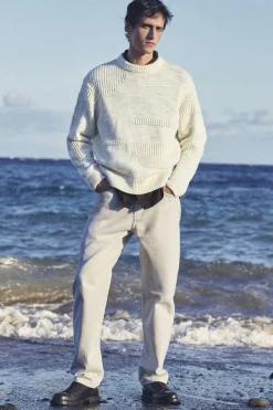 LADDER-STITCH WOOL SWEATER