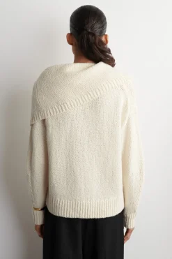 LAYERED SHAWL MERINO-CASHMERE SWEATER