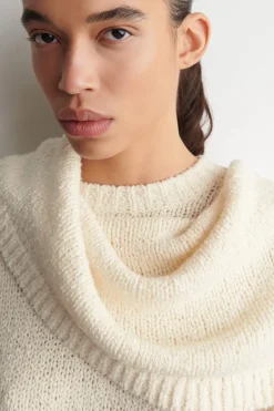 LAYERED SHAWL MERINO-CASHMERE SWEATER