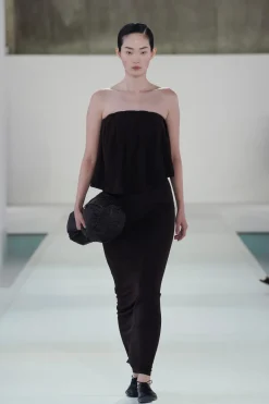 LAYERED SHEER-KNIT BANDEAU MAXI DRESS