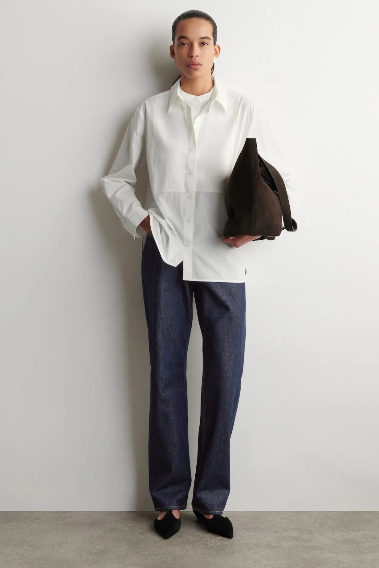 LAYERED-COLLAR PIMA COTTON SHIRT