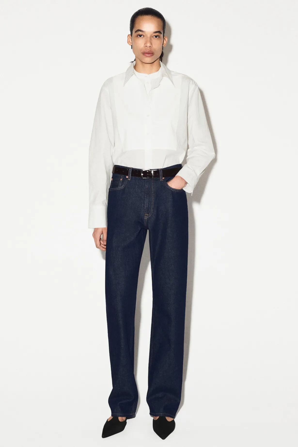 LAYERED-COLLAR PIMA COTTON SHIRT