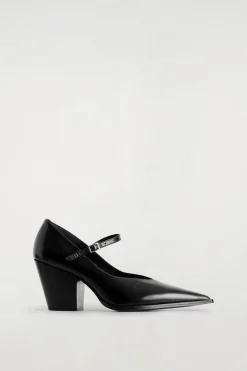LEATHER HEELED MARY JANE SHOES
