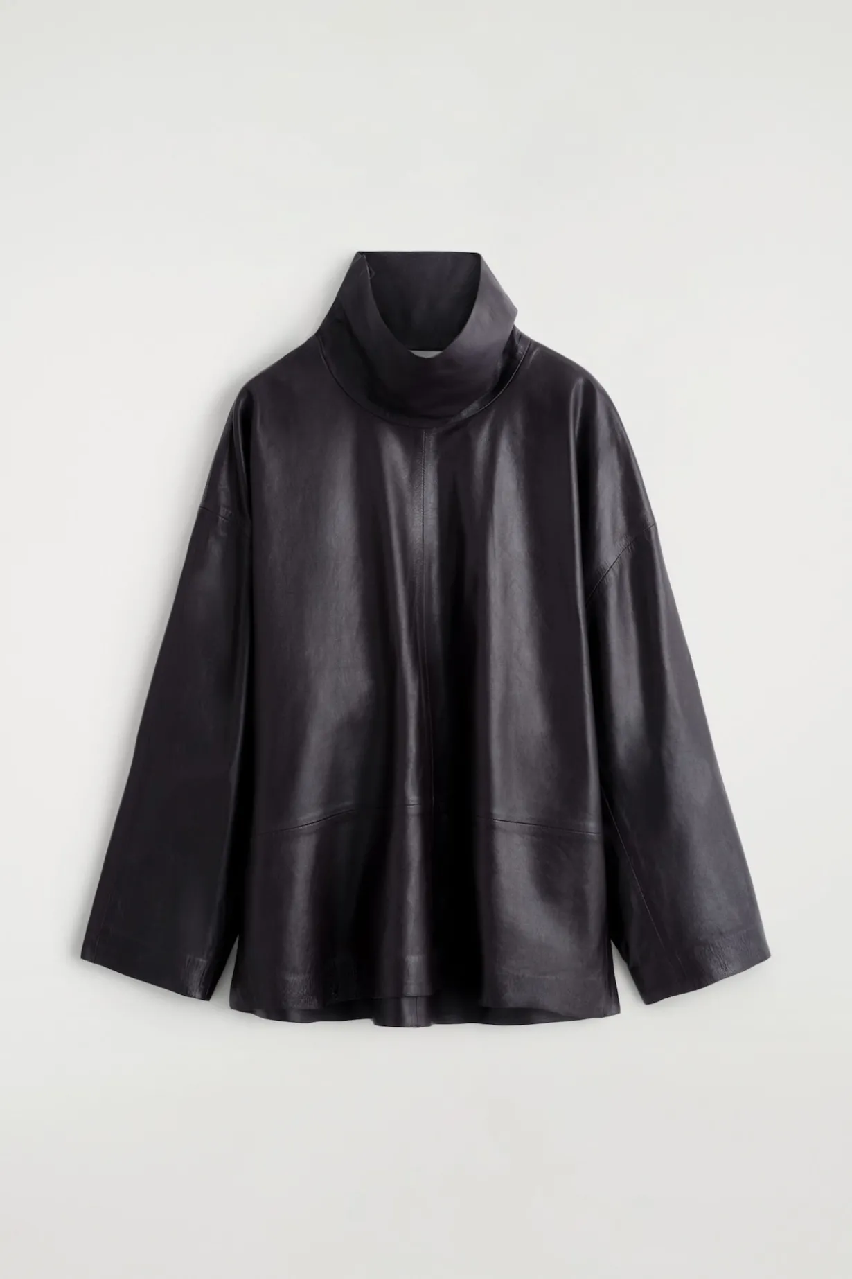 LEATHER MOCK-NECK TOP