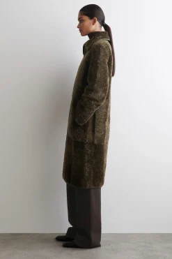 LEATHER-BONDED SHEARLING LONG COAT