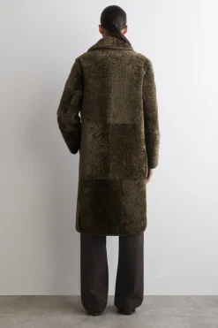 LEATHER-BONDED SHEARLING LONG COAT