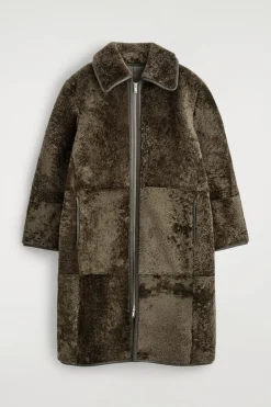 LEATHER-BONDED SHEARLING LONG COAT