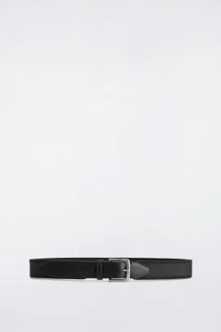 LEATHER-TRIMMED WEBBING BELT