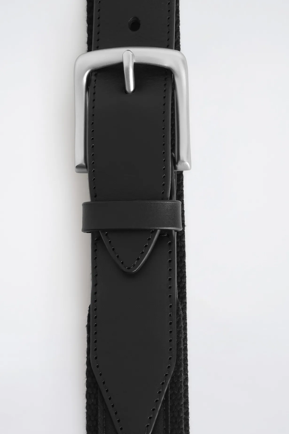 LEATHER-TRIMMED WEBBING BELT