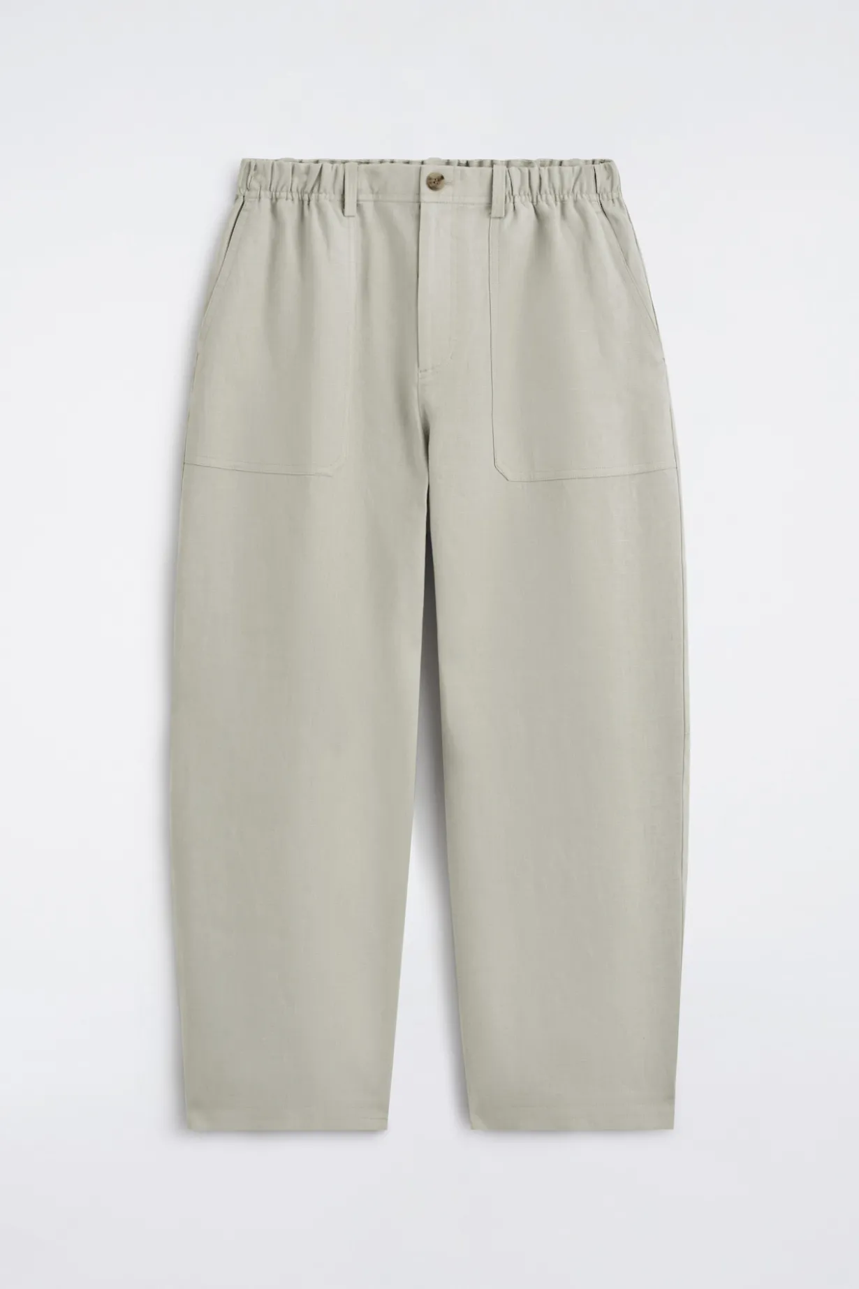 LINEN RELAXED-FIT BARREL-LEG TROUSERS
