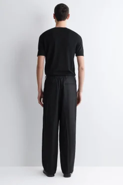 LINEN RELAXED-FIT STRAIGHT-LEG PANTS