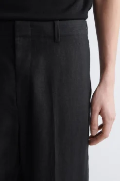 LINEN RELAXED-FIT STRAIGHT-LEG PANTS