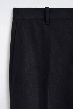 LINEN RELAXED-FIT STRAIGHT-LEG PANTS