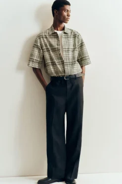 LINEN RELAXED-FIT STRAIGHT-LEG PANTS