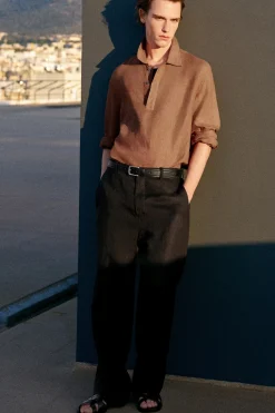 LINEN RELAXED-FIT STRAIGHT-LEG PANTS