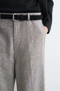 LINEN RELAXED-FIT STRAIGHT-LEG PANTS