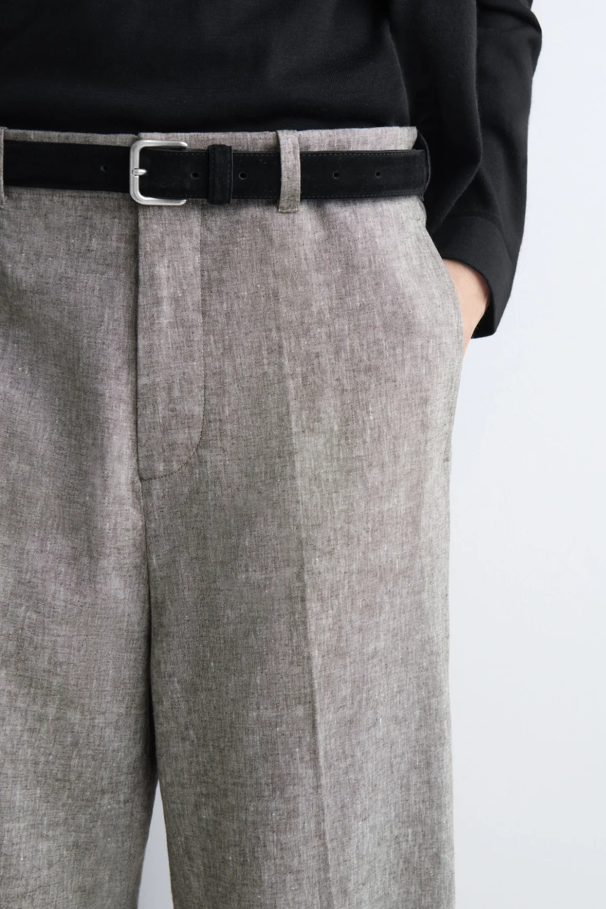 LINEN RELAXED-FIT STRAIGHT-LEG PANTS