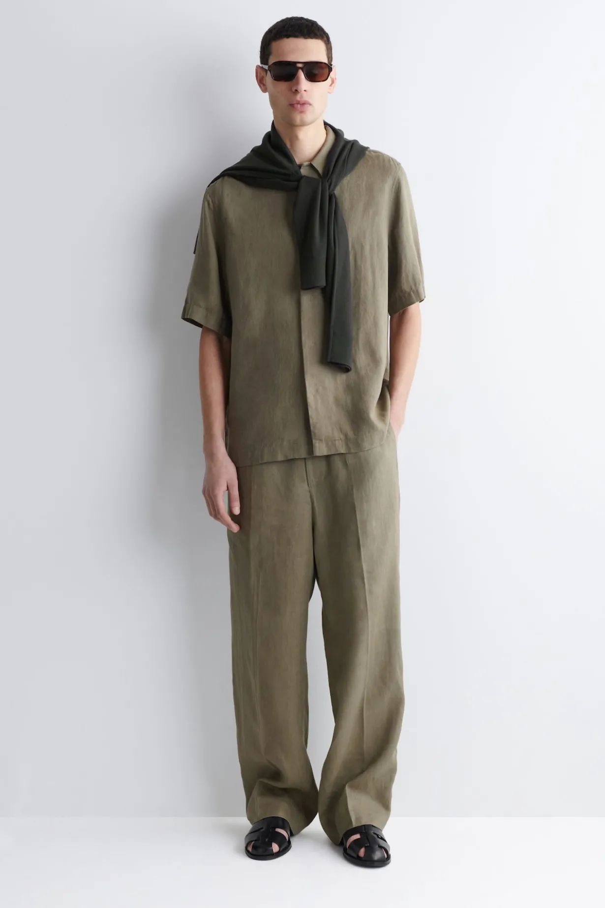 LINEN RELAXED-FIT STRAIGHT-LEG PANTS