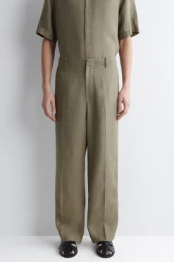 LINEN RELAXED-FIT STRAIGHT-LEG PANTS