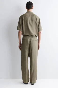 LINEN RELAXED-FIT STRAIGHT-LEG PANTS