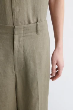 LINEN RELAXED-FIT STRAIGHT-LEG PANTS