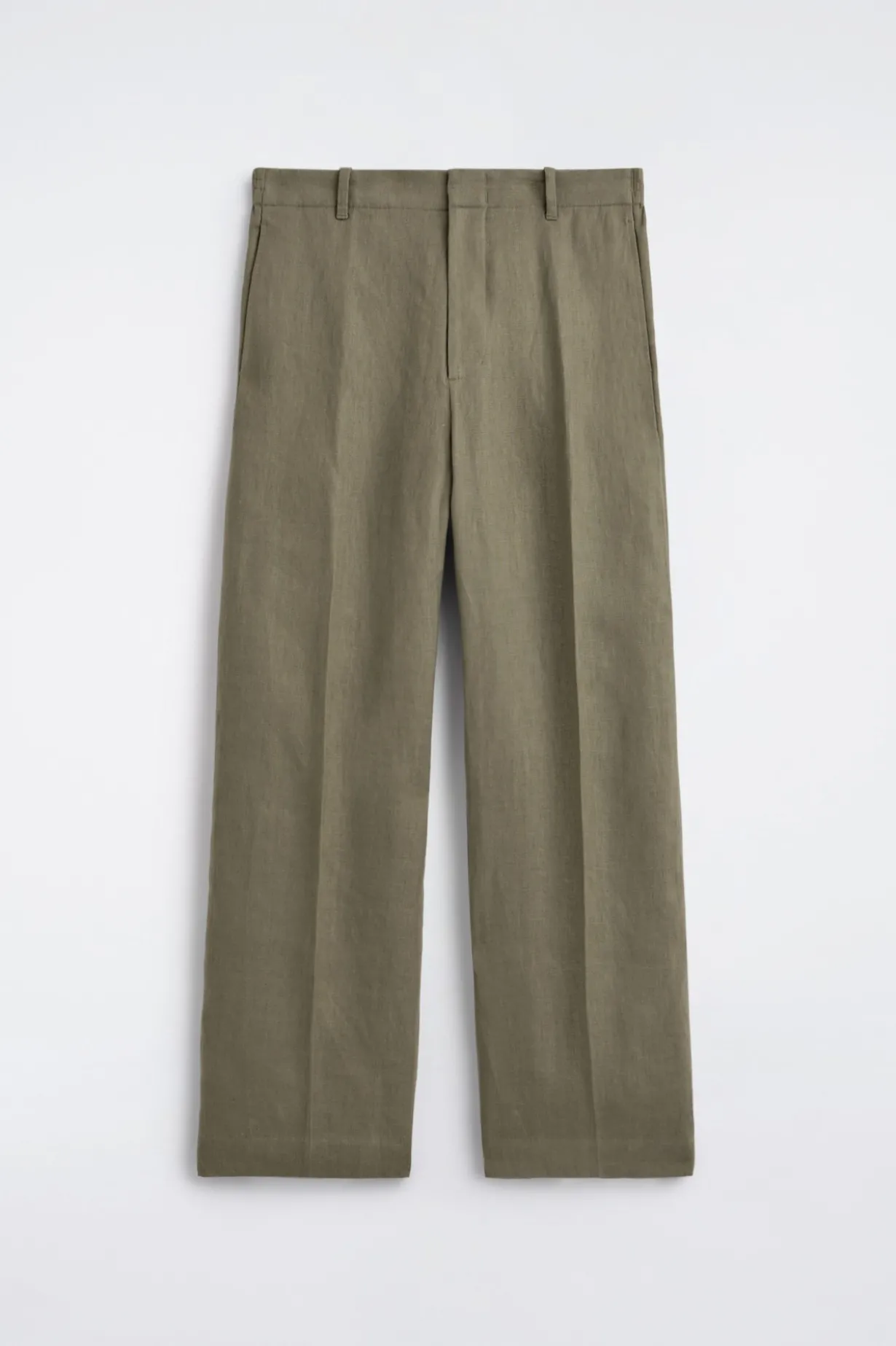 LINEN RELAXED-FIT STRAIGHT-LEG PANTS