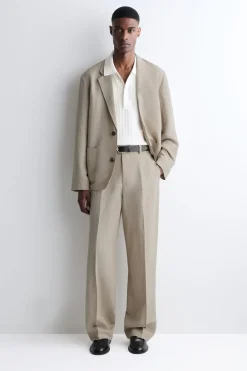 LINEN RELAXED-FIT STRAIGHT-LEG PANTS