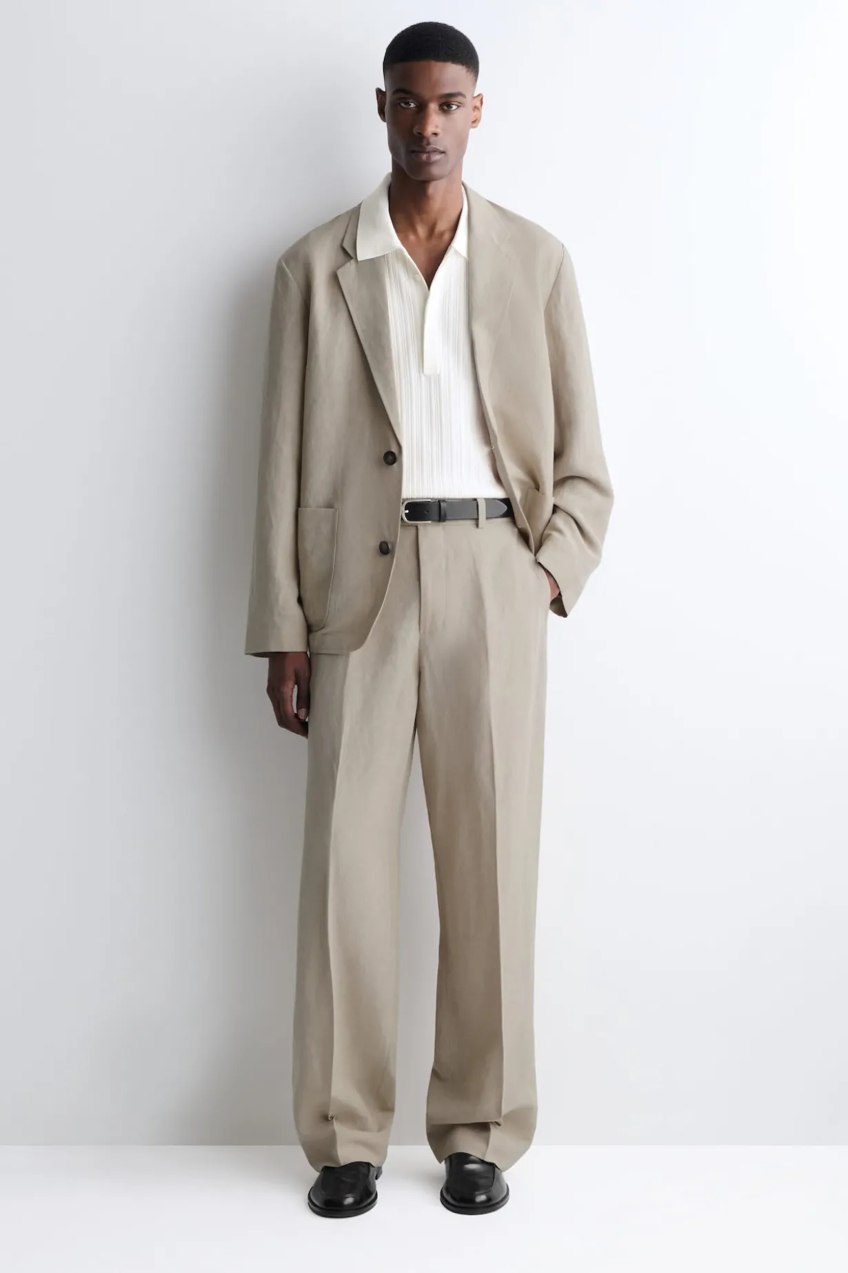 LINEN RELAXED-FIT STRAIGHT-LEG PANTS