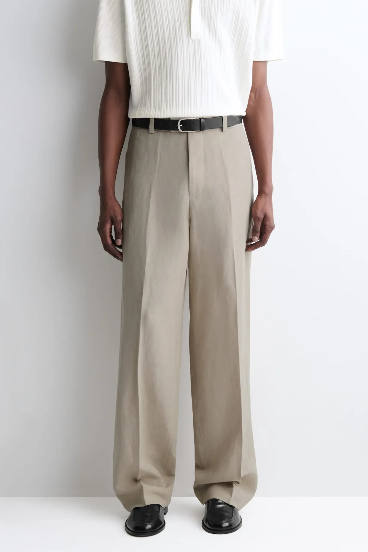 LINEN RELAXED-FIT STRAIGHT-LEG PANTS