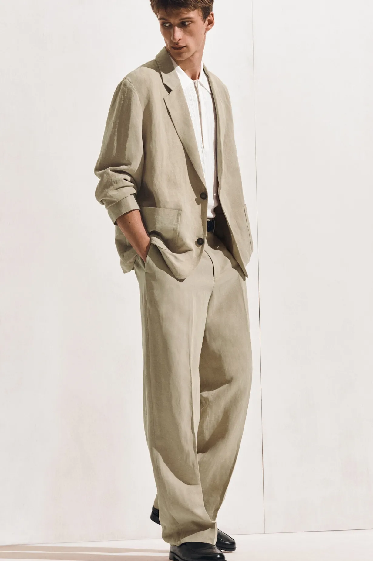 LINEN RELAXED-FIT STRAIGHT-LEG PANTS