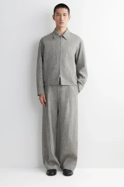 LINEN RELAXED-FIT WIDE-LEG PANTS