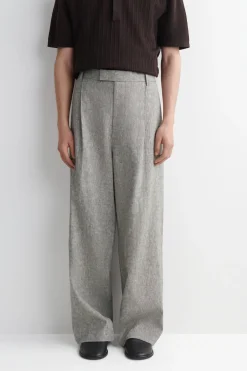 LINEN RELAXED-FIT WIDE-LEG PANTS