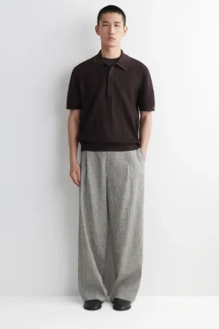 LINEN RELAXED-FIT WIDE-LEG PANTS