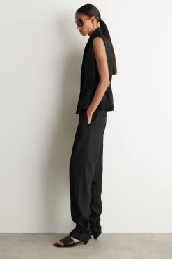 LINEN STRAIGHT-LEG PANTS